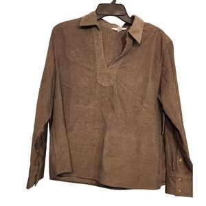 CORDUROY POPOVER SHIRT OLIVE OAK SIZE M 8/10 WOMEN